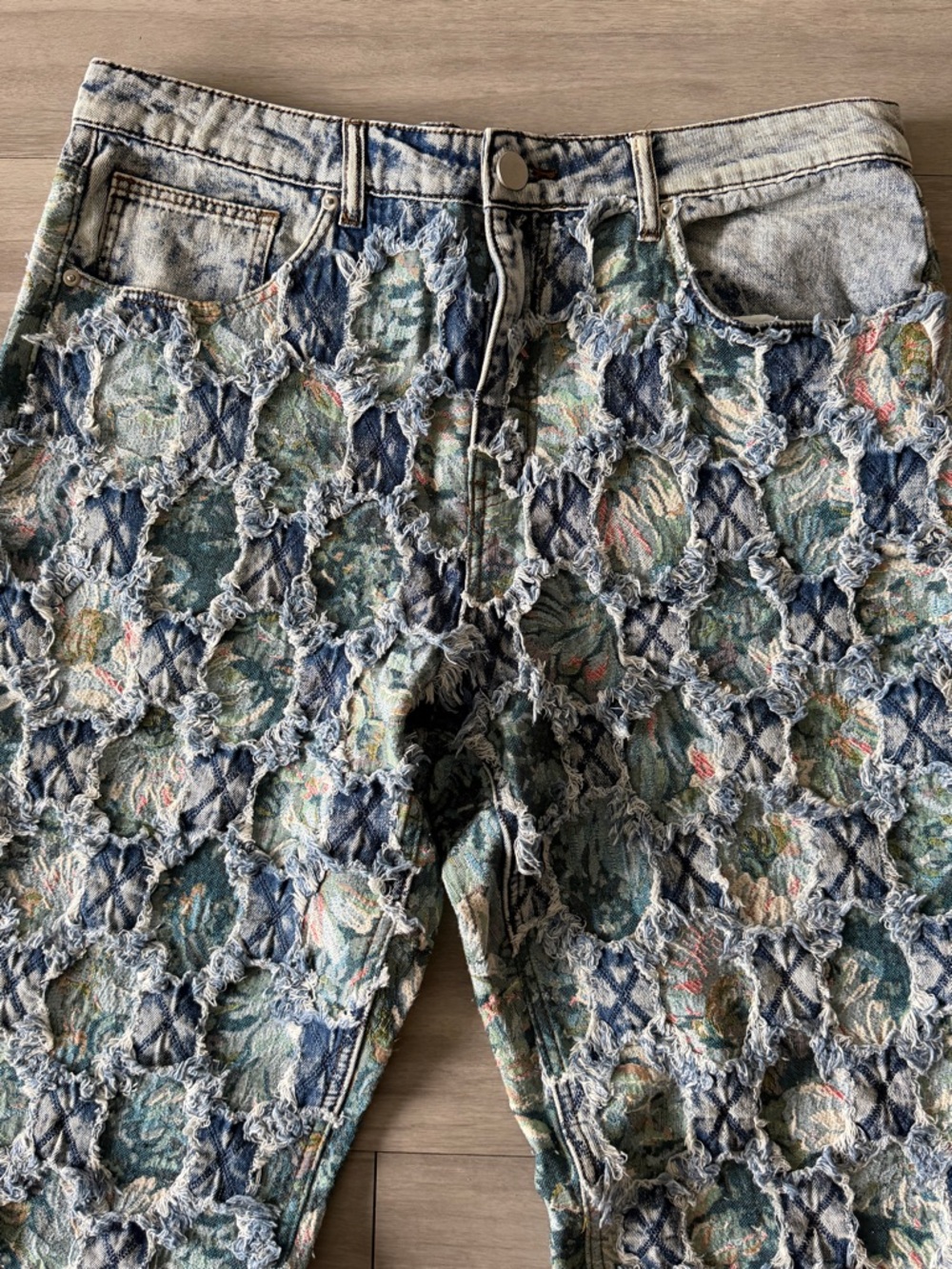 Textured Multi-Color Patchwork Jeans (36x32) - Picture 6 of 10